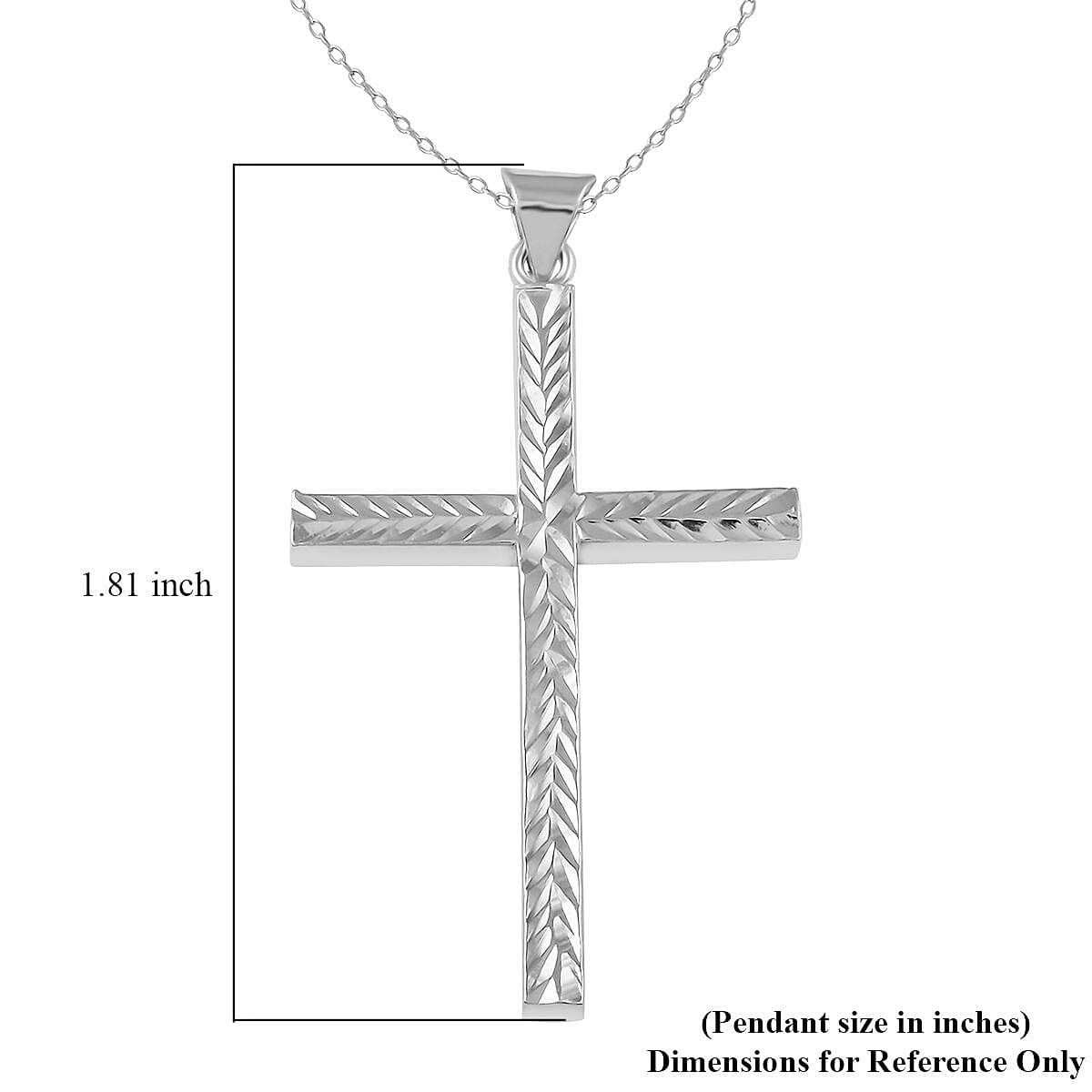 Sterling Silver Diamond-Cut Cross Necklace 18 Inches 2.90 Grams