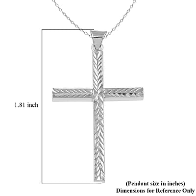 Sterling Silver Diamond-Cut Cross Necklace 18 Inches 2.90 Grams