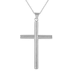 Sterling Silver Textured Cross Necklace 18 Inches 2.65 Grams