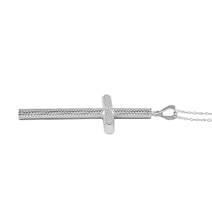 Sterling Silver Textured Cross Necklace 18 Inches 2.65 Grams