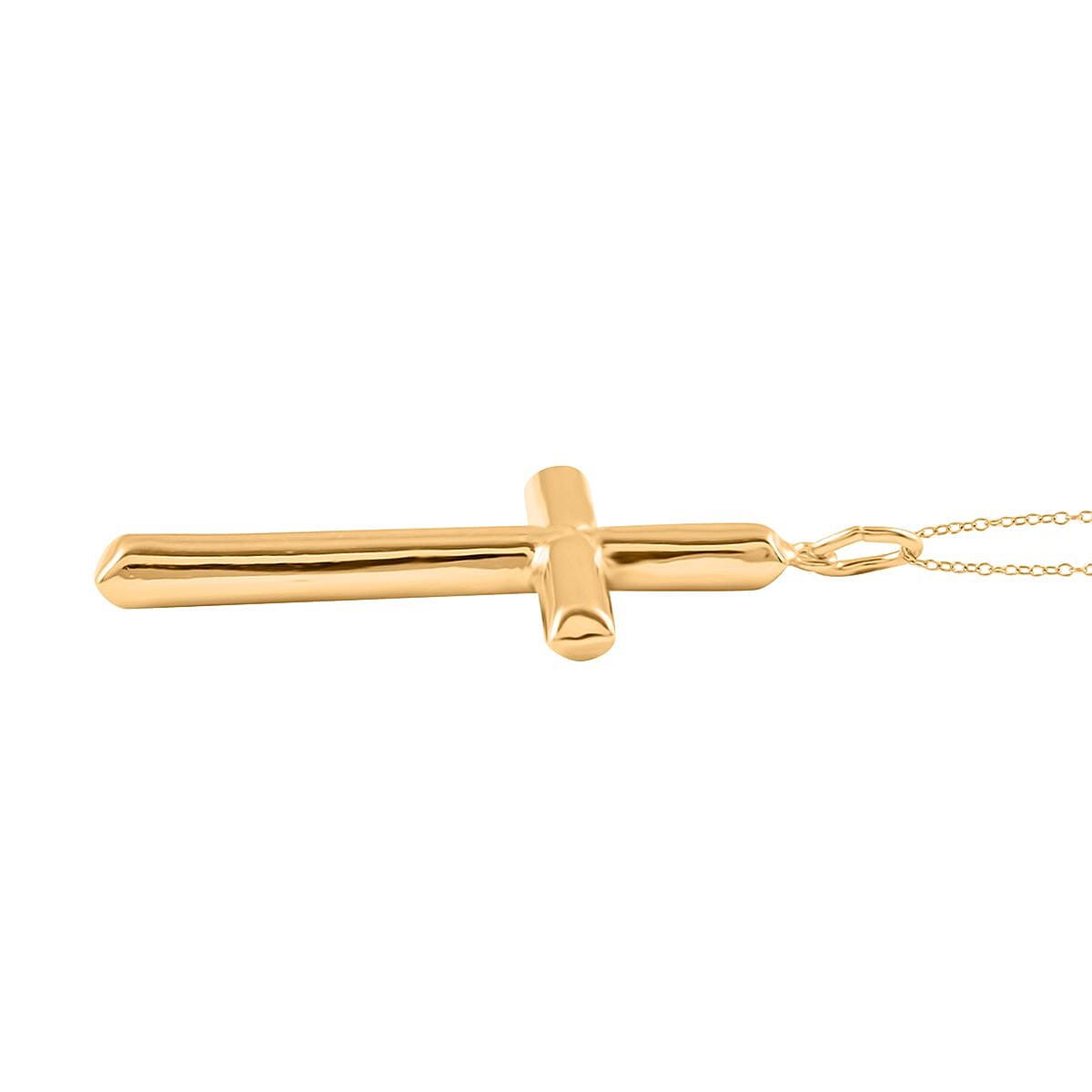 14K Yellow Gold Over Sterling Silver Classic Cross Necklace 18 Inches 2.80 Grams image number 3
