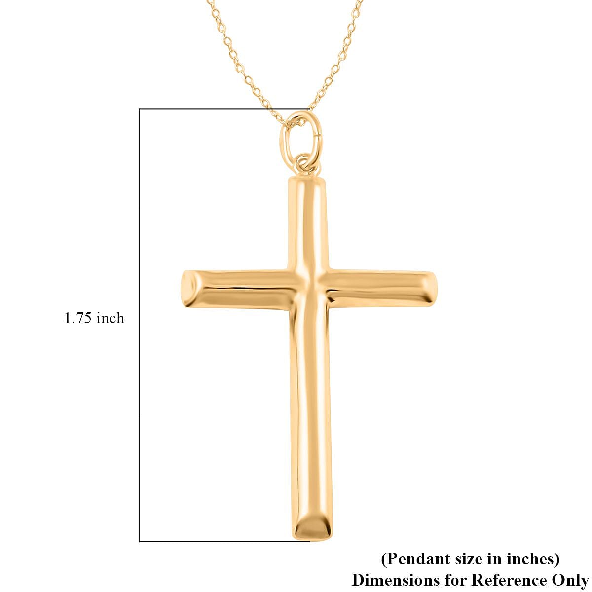 14K Yellow Gold Over Sterling Silver Classic Cross Necklace 18 Inches 2.80 Grams image number 5