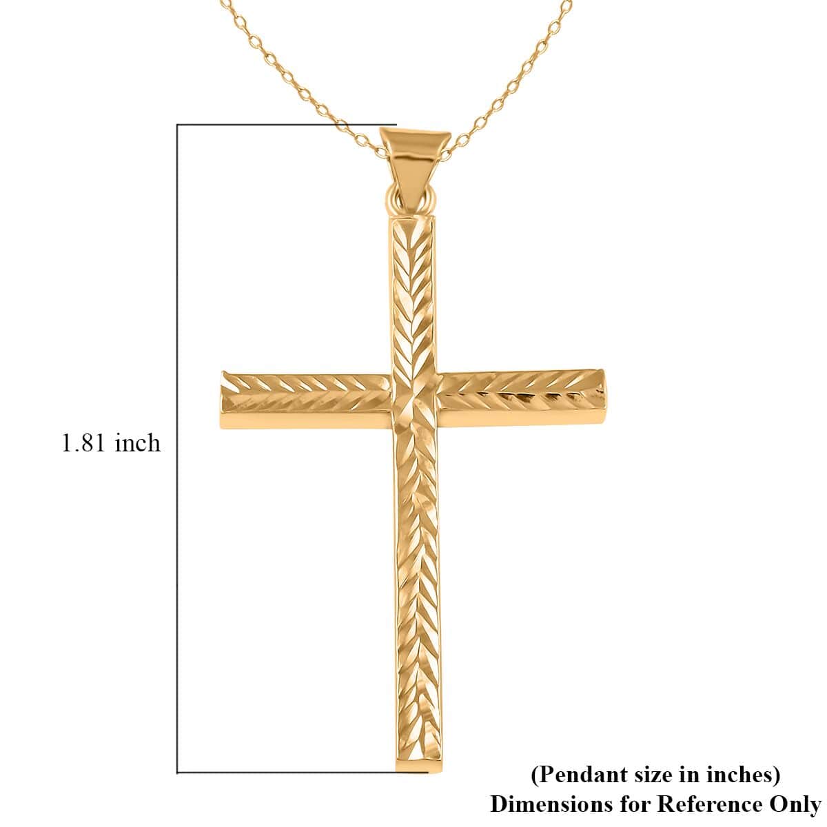 Over Inches 2.90 14K Yellow Sterling Diamond-Cut Buy Gold 18 Necklace Silver at Grams Cross