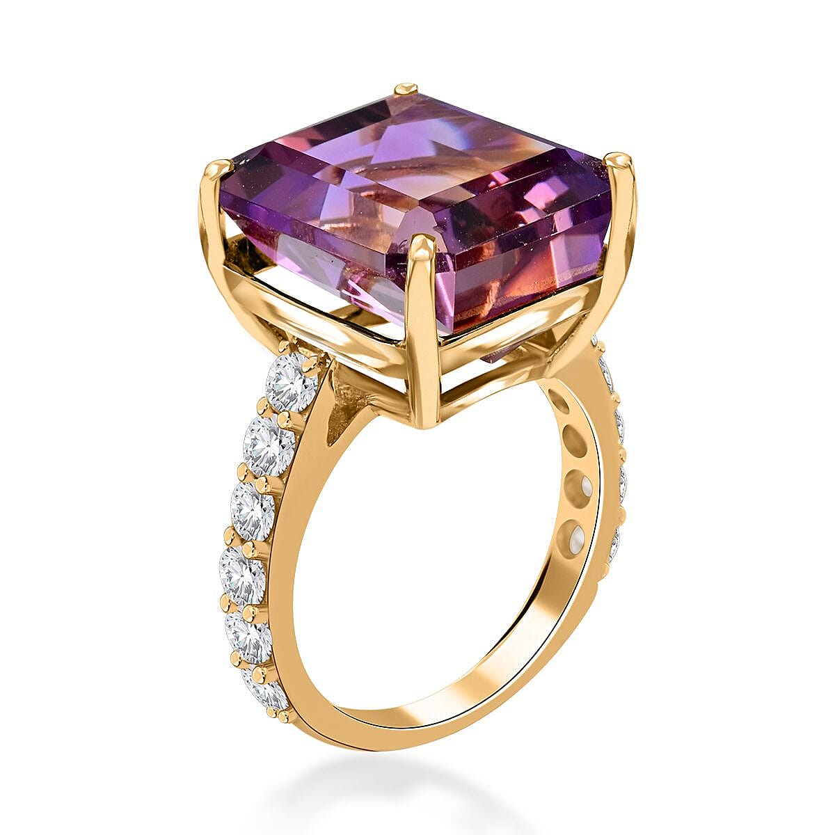 10K Yellow Gold Anahi Ametrine and Moissanite Ring (Size 7.0) 4.80 Grams 10.60 ctw image number 3