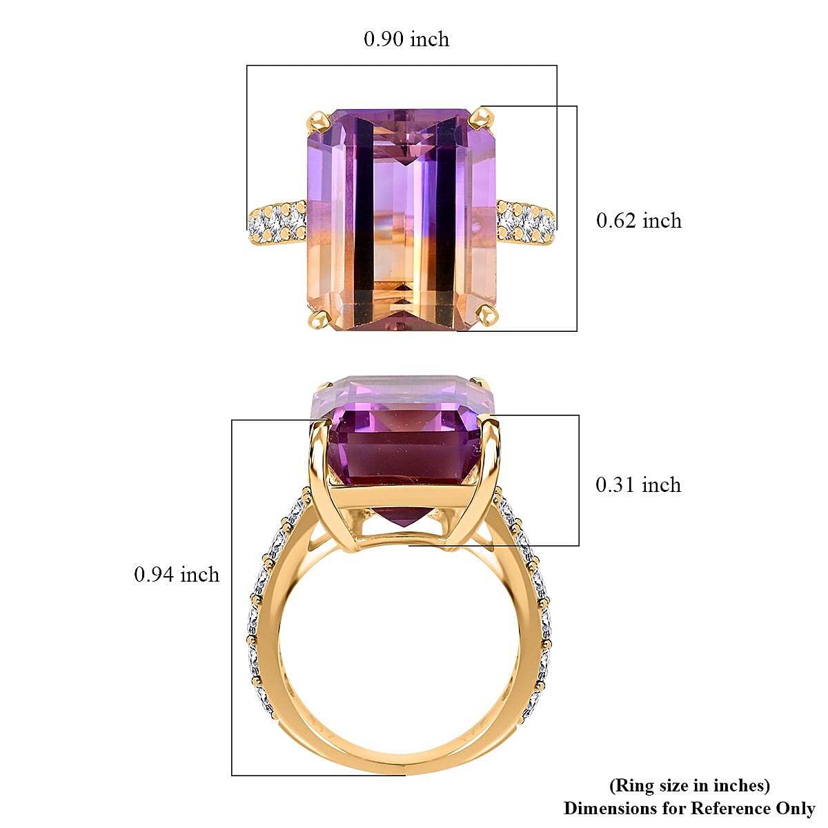 10K Yellow Gold Anahi Ametrine and Moissanite Ring (Size 7.0) 4.80 Grams 10.60 ctw image number 4