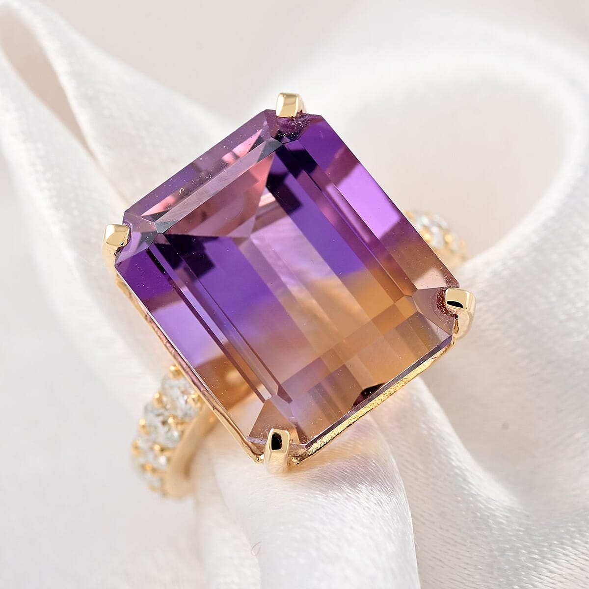 10K Yellow Gold Anahi Ametrine and Moissanite Ring (Size 5.0) 4.80 Grams 10.60 ctw image number 1