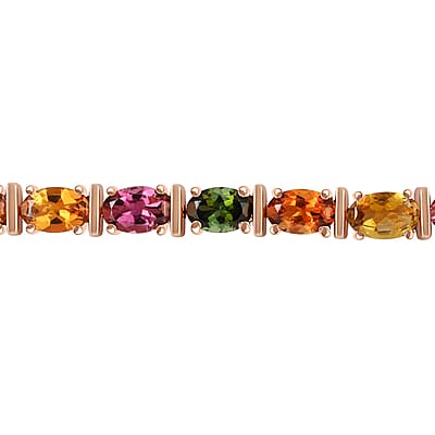 10K Rose Gold Multi-Tourmaline Tennis Bracelet (7.00 In) 14.30 Grams 12.50 ctw