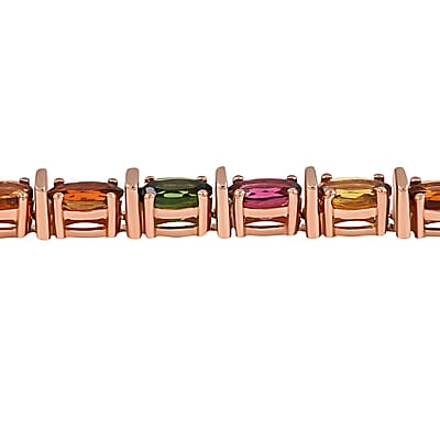 10K Rose Gold Multi-Tourmaline Tennis Bracelet (7.00 In) 14.30 Grams 12.50 ctw