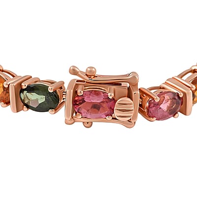 10K Rose Gold Multi-Tourmaline Tennis Bracelet (7.00 In) 14.30 Grams 12.50 ctw