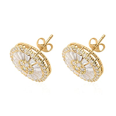 Night Owl Special Simulated Diamond Earrings in ION Plated YG Stainless Steel 2.10 ctw , Tarnish-Free, Waterproof, Sweat Proof Jewelry