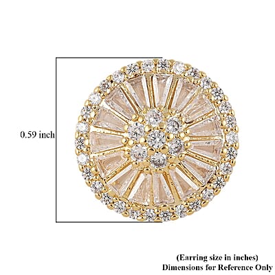 Night Owl Special Simulated Diamond Earrings in ION Plated YG Stainless Steel 2.10 ctw , Tarnish-Free, Waterproof, Sweat Proof Jewelry