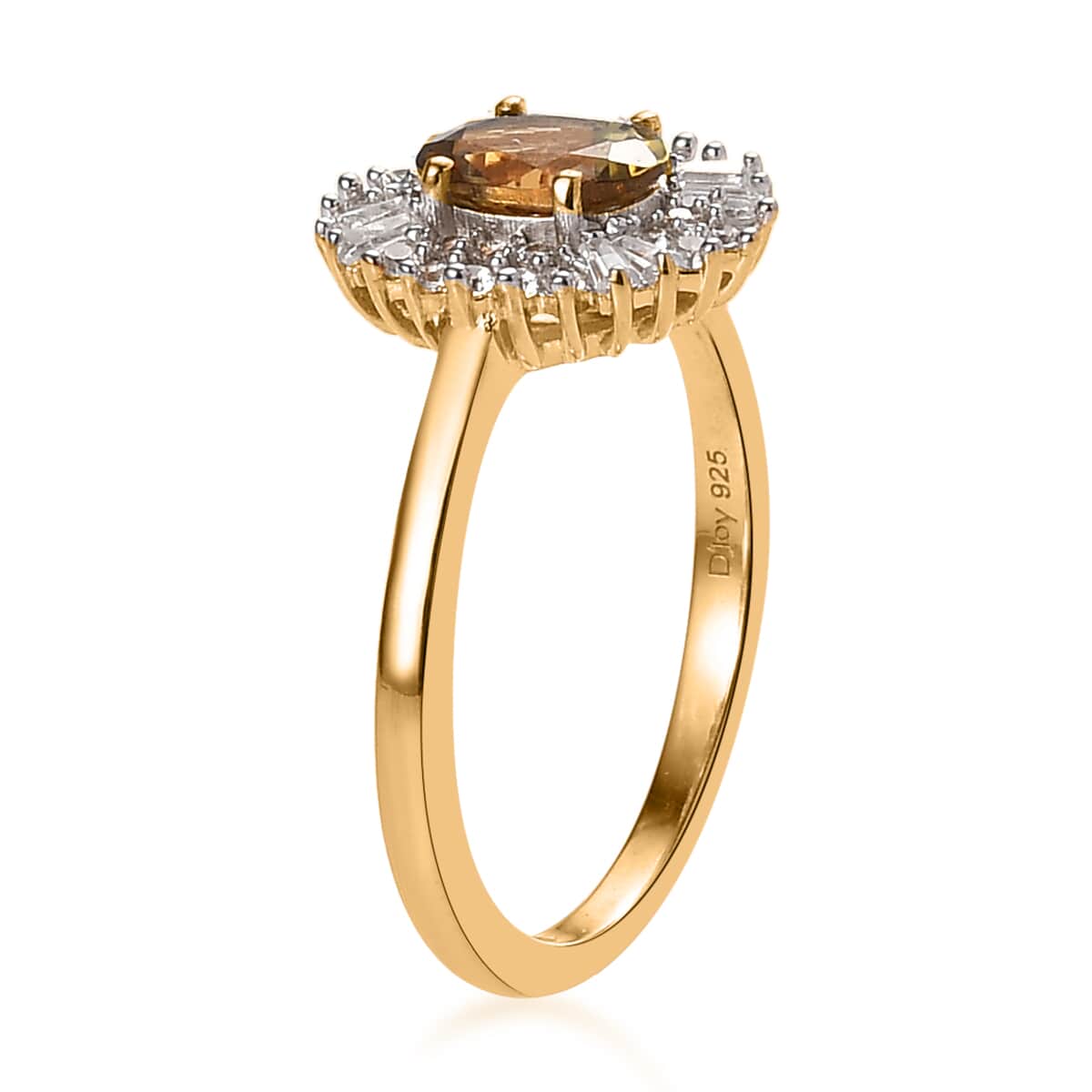 Premium Natural Golden Tanzanite and Natural White Zircon Double Halo Ring in Vermeil Yellow Gold Over Sterling Silver (Size 10.0) 1.60 ctw image number 3