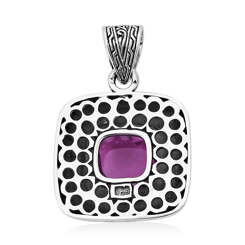 Bali Legacy African Lilac Quartz (Triplet) Pendant in Sterling Silver 11.40 ctw