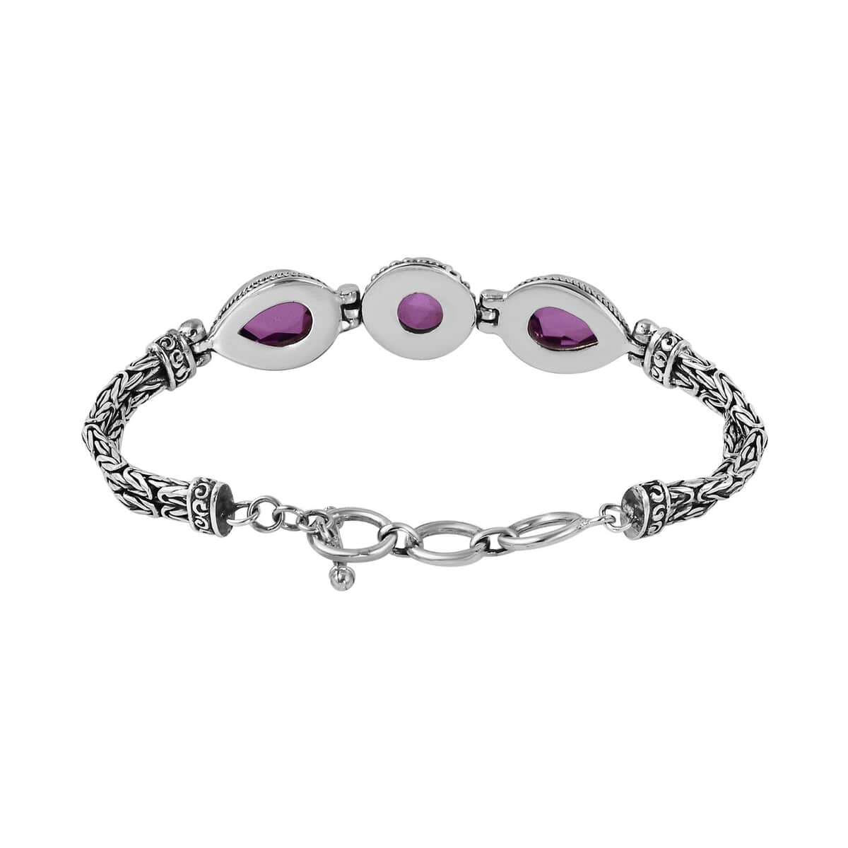 Bali Legacy African Lilac Quartz (Triplet) Toggle Clasp Bracelet in Sterling Silver (7.50 In) 16.60 ctw image number 3