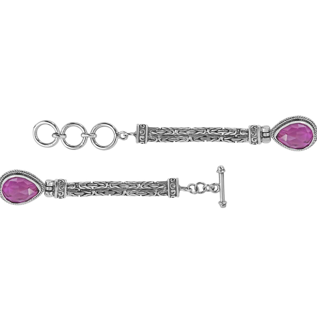 Bali Legacy African Lilac Quartz (Triplet) Toggle Clasp Bracelet in Sterling Silver (7.50 In) 16.60 ctw image number 4