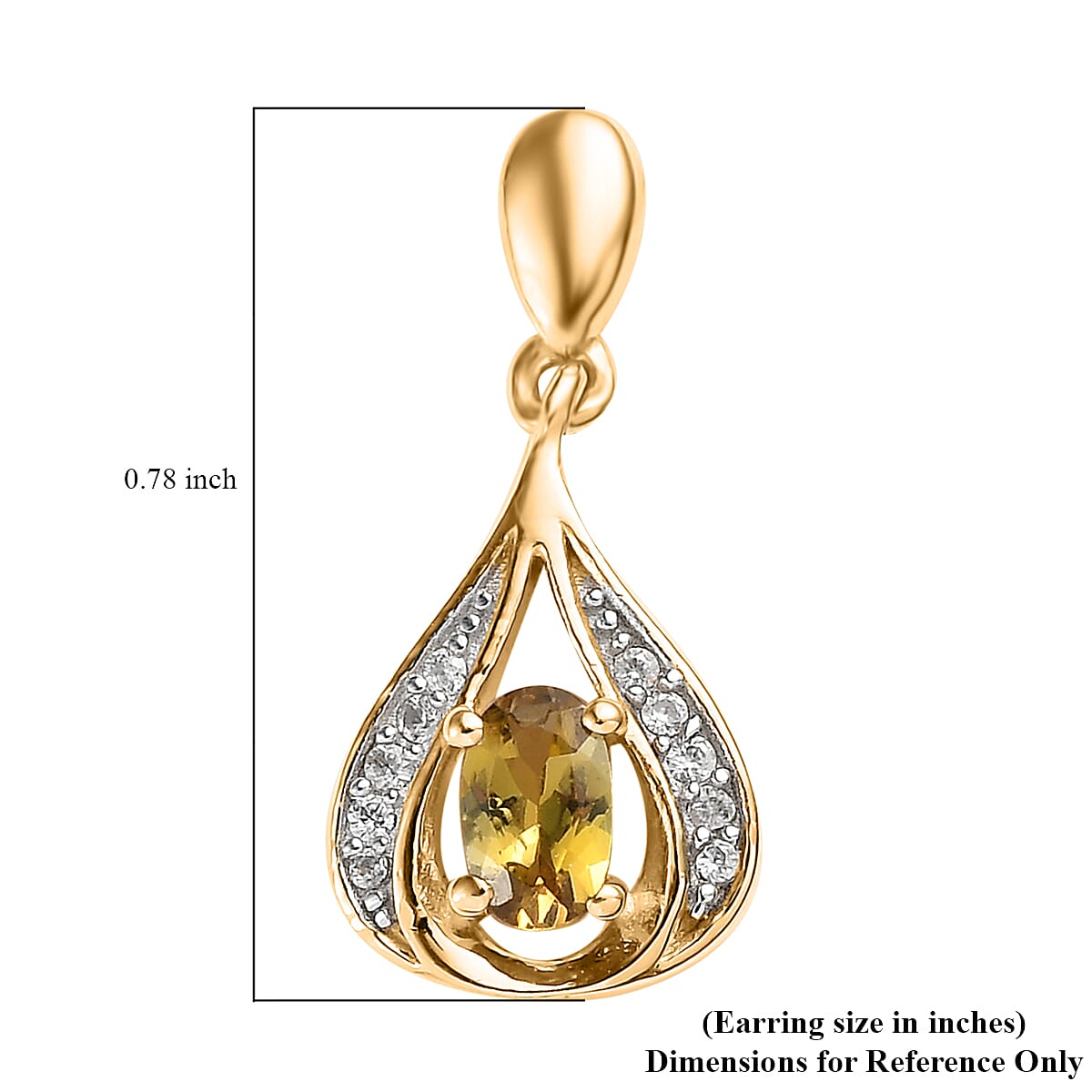 Premium Golden Tanzanite and White Zircon Dangle Earrings in Vermeil Yellow Gold Over Sterling Silver 0.65 ctw image number 4