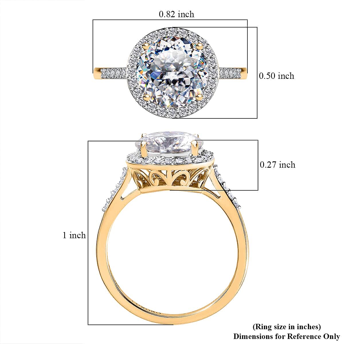 Luxoro 10K Yellow Gold 120 Facets Moissanite Halo Ring (Size 5.0) 2.75 ctw image number 5