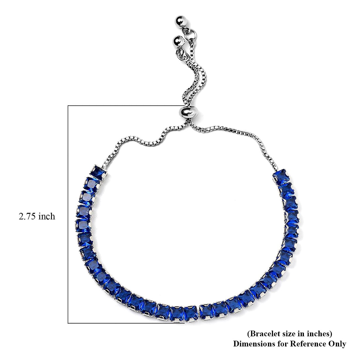 Simulated Blue Sapphire Bolo Bracelet in Silvertone (6-9In) image number 4