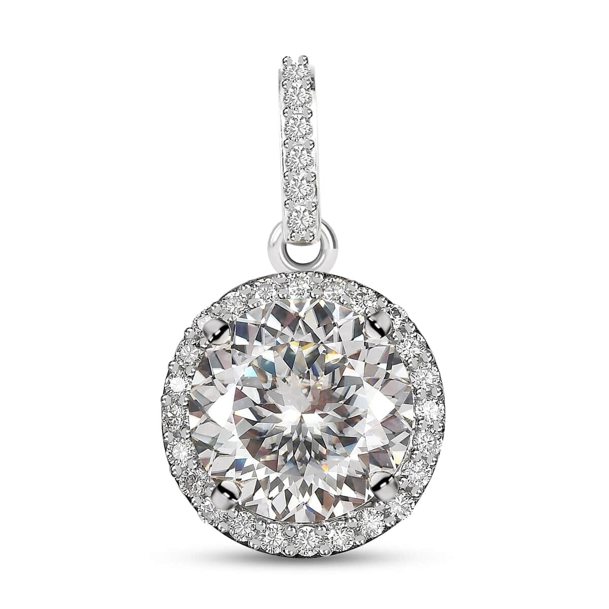 One Time Only Luxoro 10K White Gold 120 Facets Moissanite (Rnd 9mm) Pendant 2.75 ctw image number 0