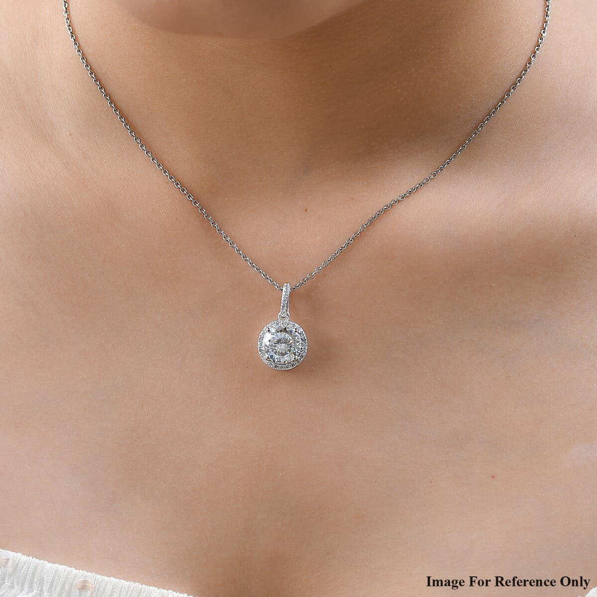 One Time Only Luxoro 10K White Gold 120 Facets Moissanite (Rnd 9mm) Pendant 2.75 ctw image number 1