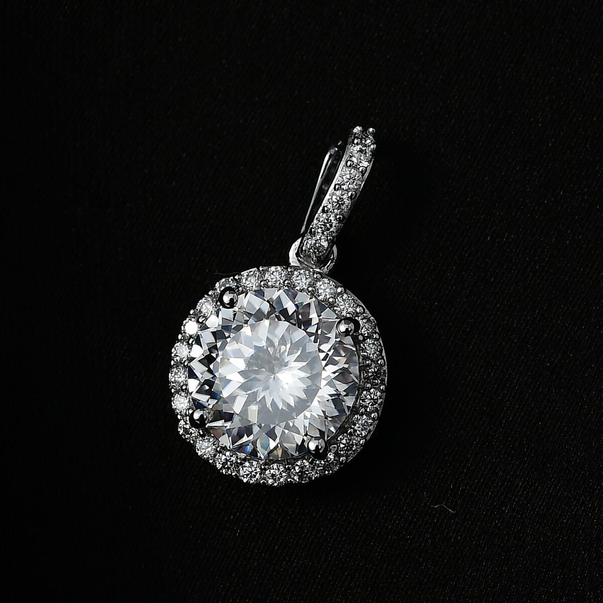 One Time Only Luxoro 10K White Gold 120 Facets Moissanite (Rnd 9mm) Pendant 2.75 ctw image number 2