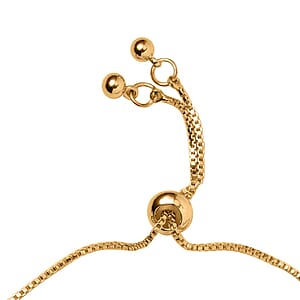 Simulated Champagne Diamond Bolo Bracelet in Goldtone (6-9In)