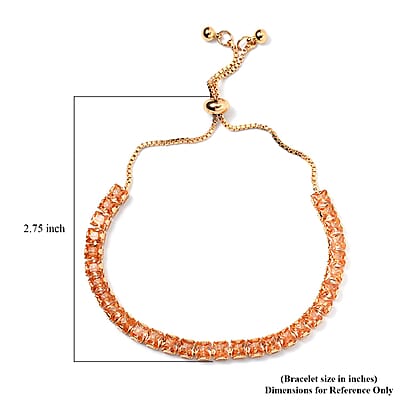 Simulated Champagne Diamond Bolo Bracelet in Goldtone (6-9In)