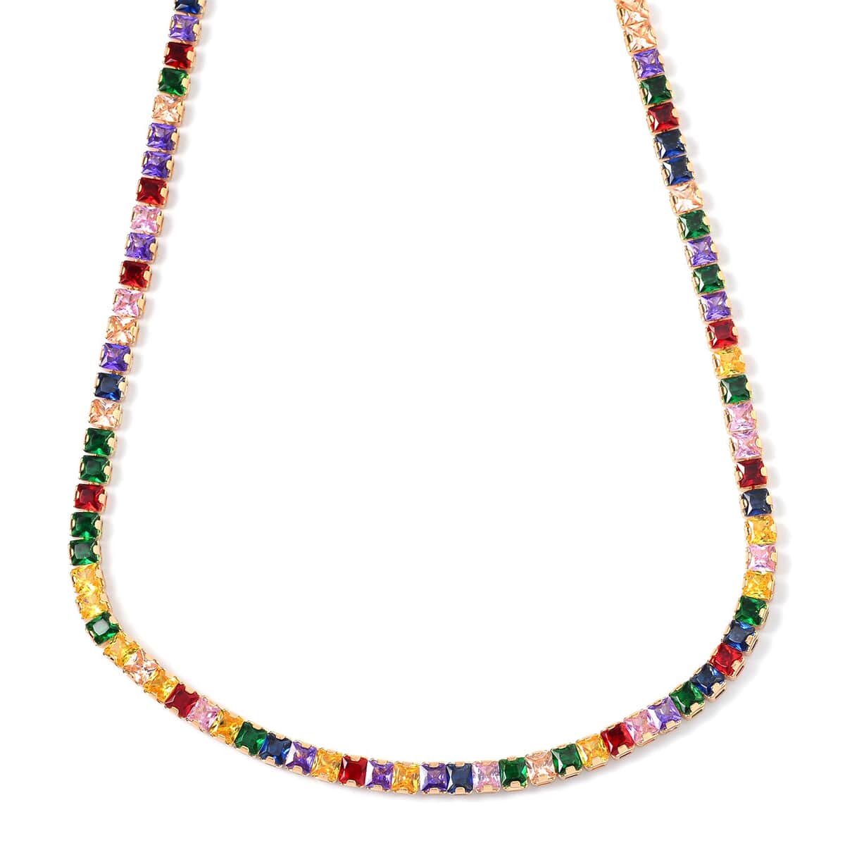 Simulated Multi Color Diamond Bolo Necklace in Goldtone 16-28 Inches image number 0