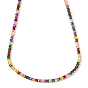 Simulated Multi Color Diamond Bolo Necklace in Goldtone 16-28 Inches