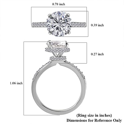 D'Joy Moissanite Ring, Heart And Arrow Cut Moissanite , Sterling Silver Ring, Fashion Ring For Women, Jewelry For Her 2.15 ctw (Size 10.0)