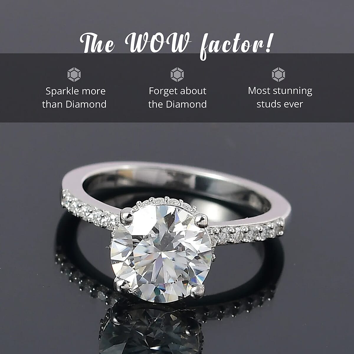 Moissanite Ring, Heart And Arrow Cut Moissanite , Sterling Silver Ring, Fashion Ring For Women, Jewelry For Her 2.15 ctw (Size 5.0) image number 1