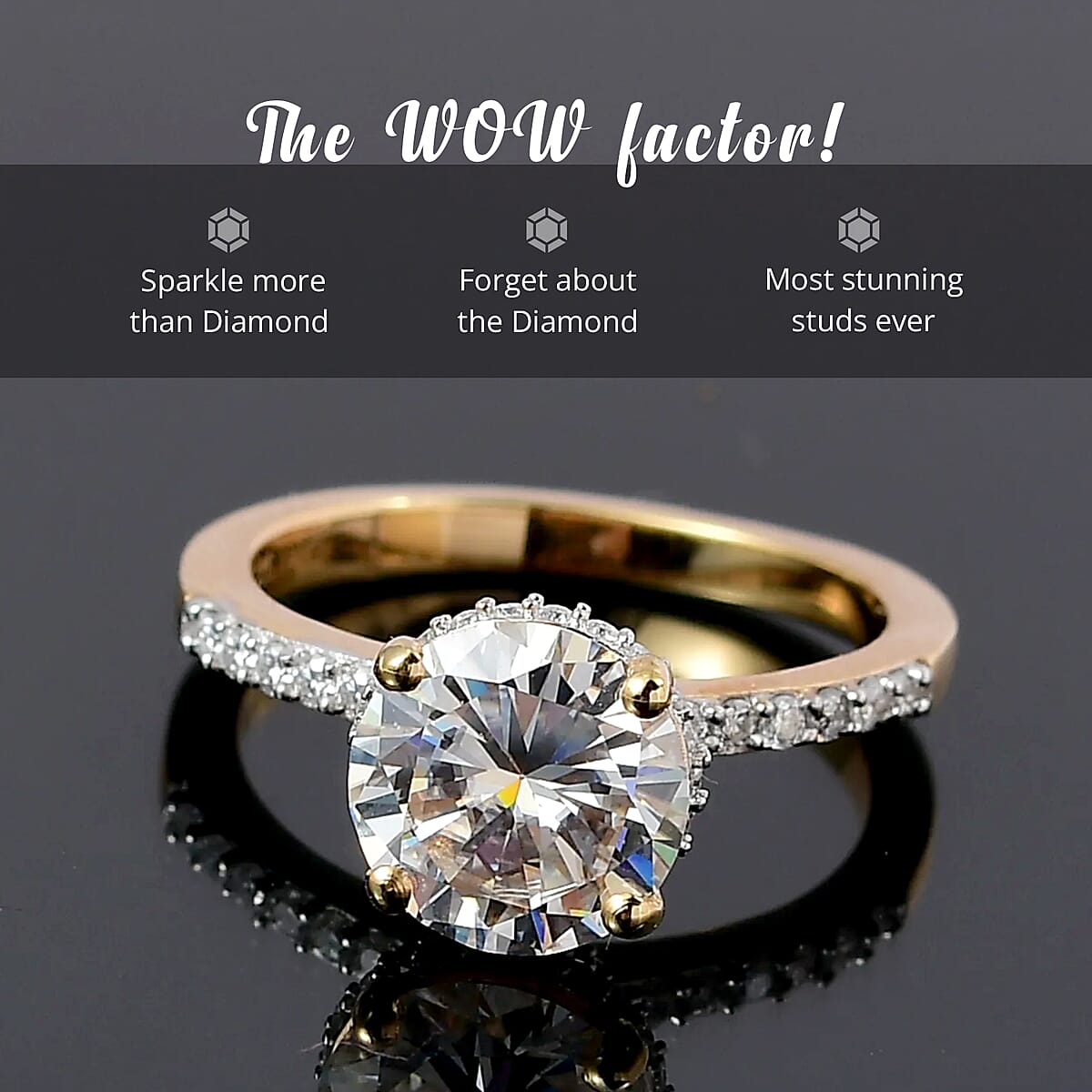 Heart and Arrow Cut Moissanite 2.15 ctw Ring in Vermeil Yellow Gold Over Sterling Silver (Size  6.0) image number 1