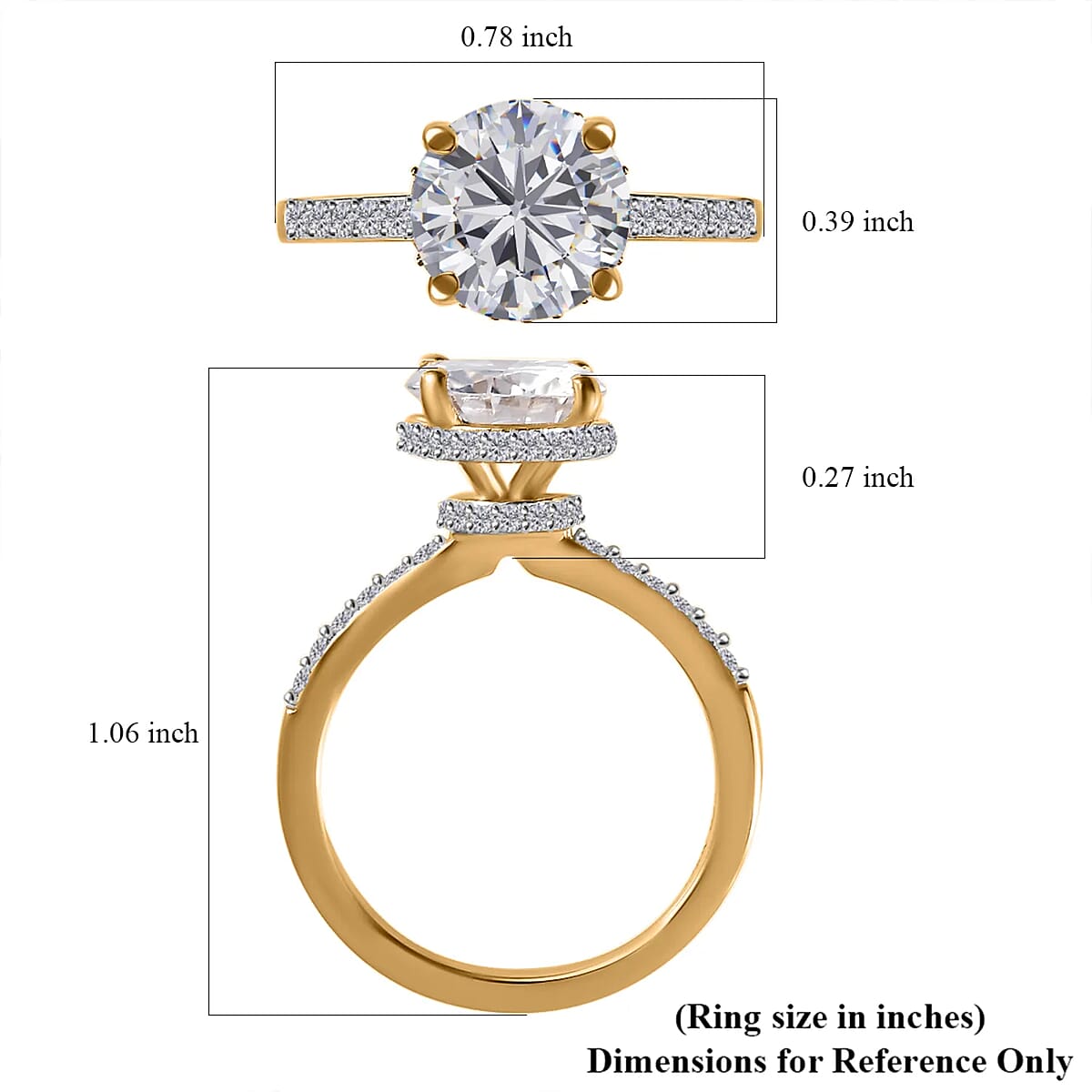 Heart and Arrow Cut Moissanite 2.15 ctw Ring in Vermeil Yellow Gold Over Sterling Silver (Size  6.0) image number 6