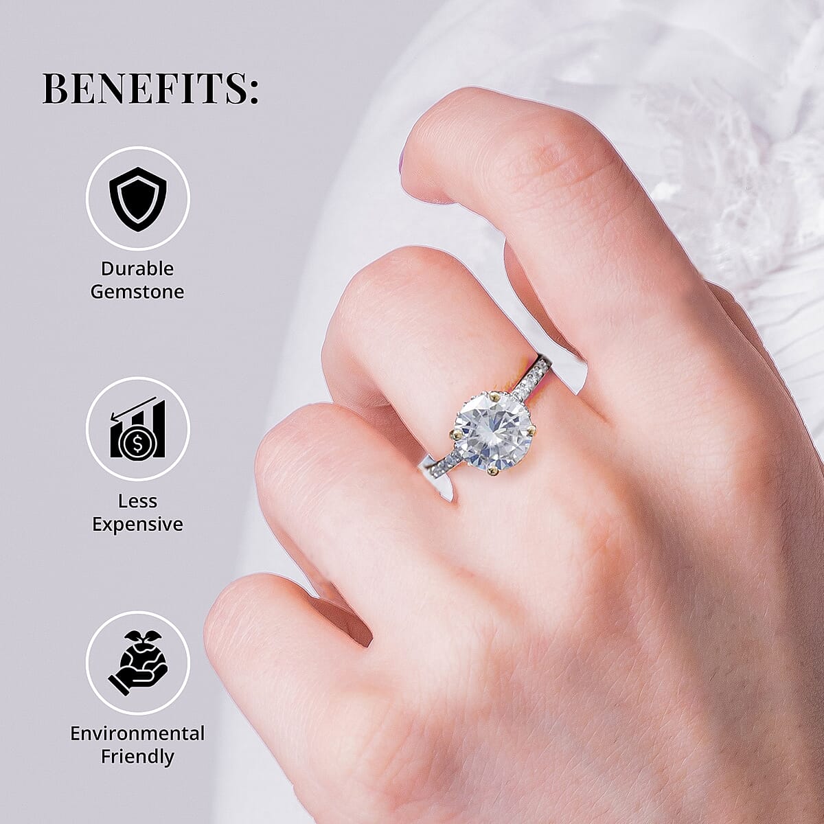 Heart and Arrow Cut Moissanite 2.15 ctw Ring in Vermeil Yellow Gold Over Sterling Silver (Size  8.0) image number 3