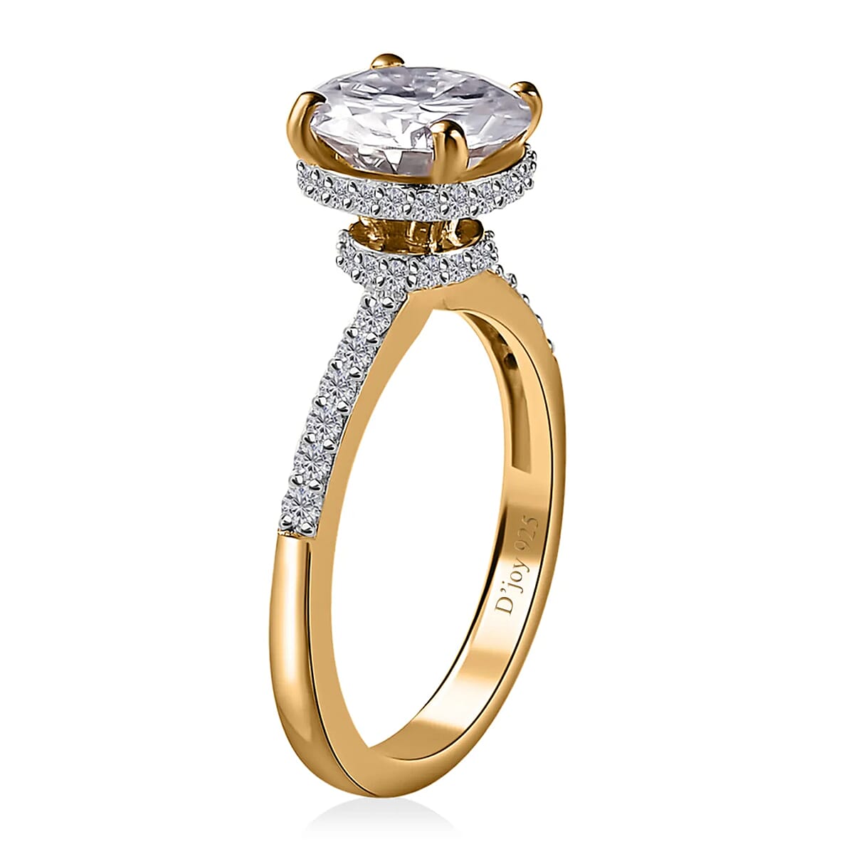 Heart and Arrow Cut Moissanite 2.15 ctw Ring in Vermeil Yellow Gold Over Sterling Silver (Size  8.0) image number 4