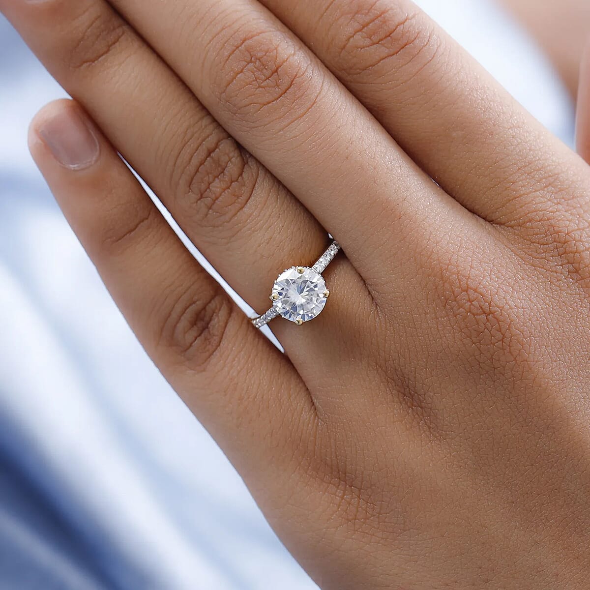 Heart and Arrow Cut Moissanite 2.15 ctw Ring in Vermeil Yellow Gold Over Sterling Silver (Size  9.0) image number 5