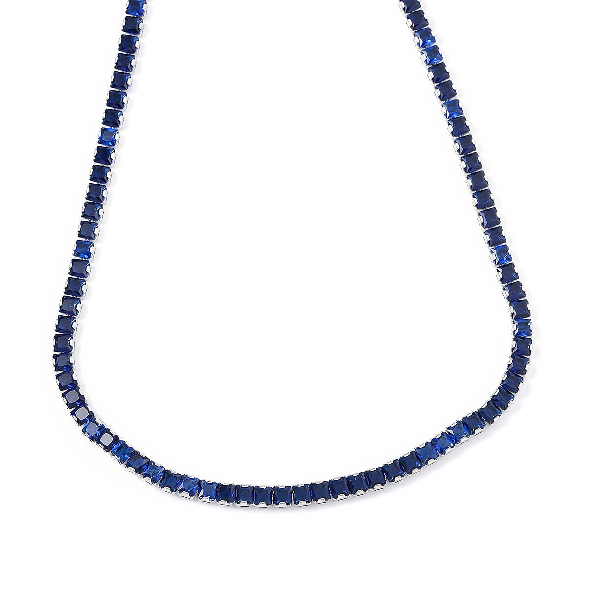 Simulated Blue Sapphire Bolo Necklace in Silvertone 16-28 Inches image number 0