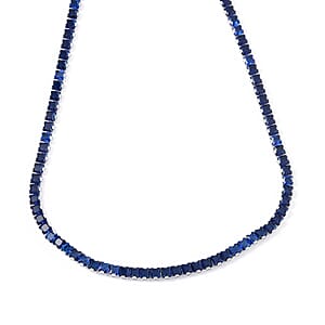Simulated Blue Sapphire Bolo Necklace in Silvertone 16-28 Inches