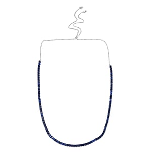 Simulated Blue Sapphire Bolo Necklace in Silvertone 16-28 Inches