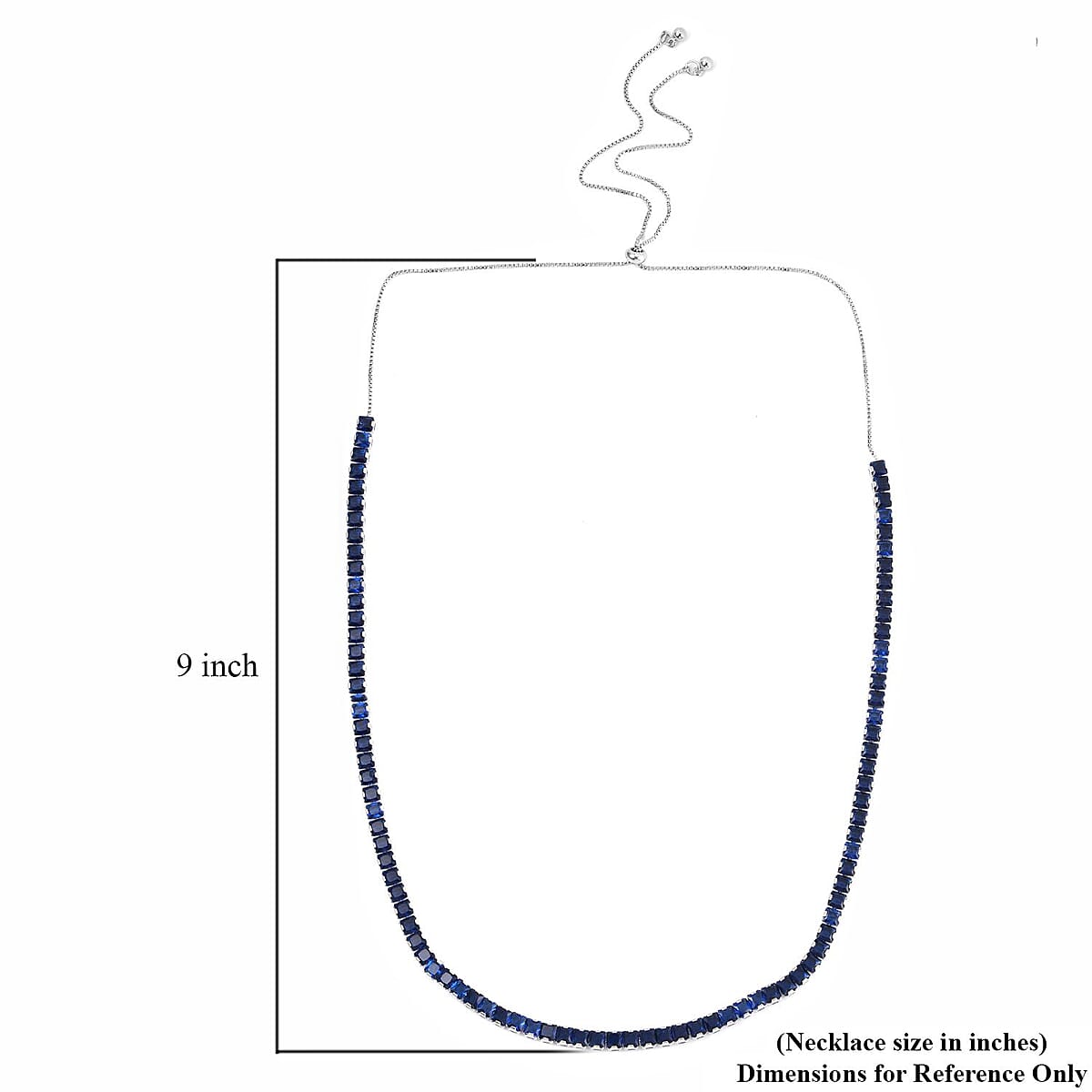 Simulated Blue Sapphire Bolo Necklace in Silvertone 16-28 Inches image number 4