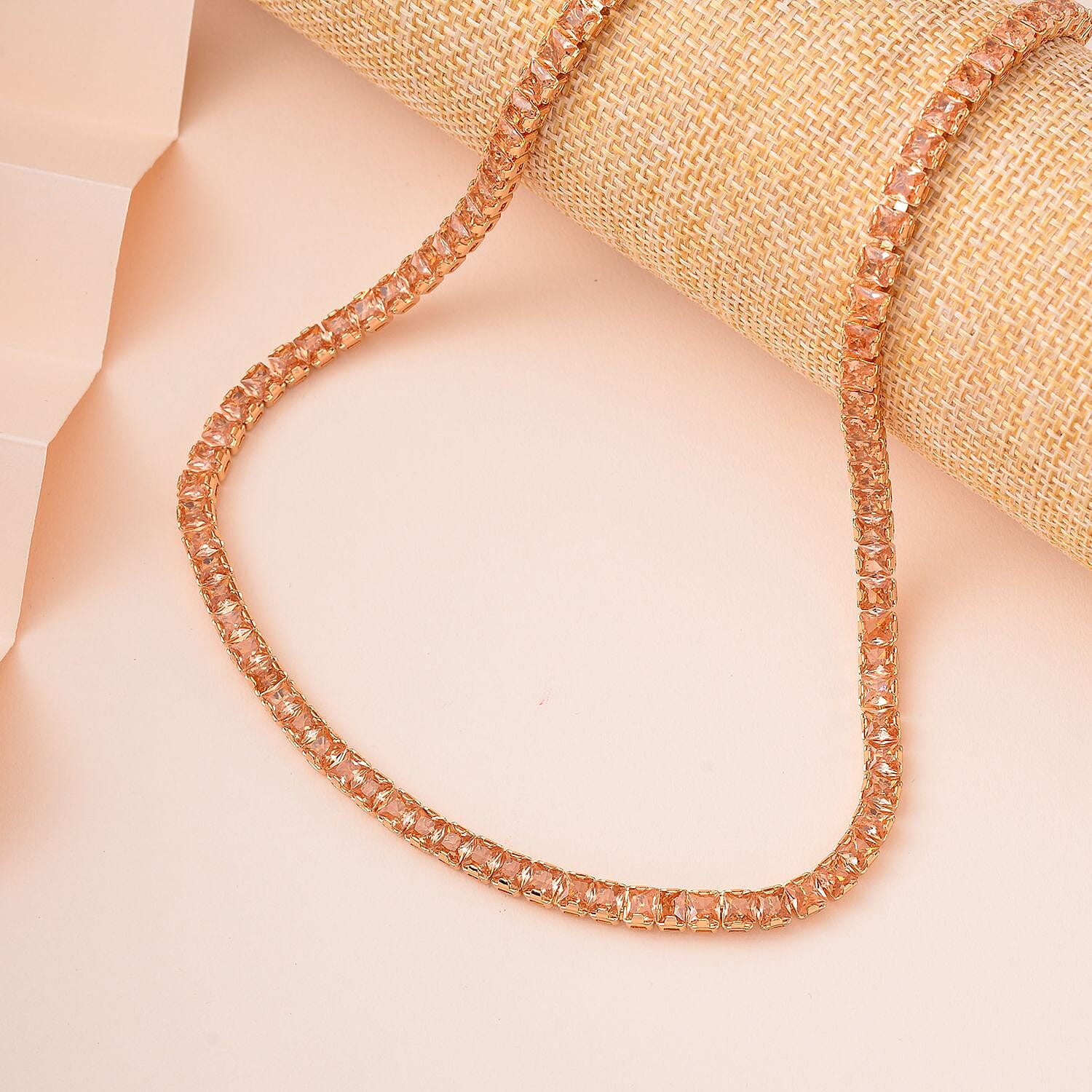 Simulated Champagne Diamond Bolo Necklace in Goldtone 16-28 Inches