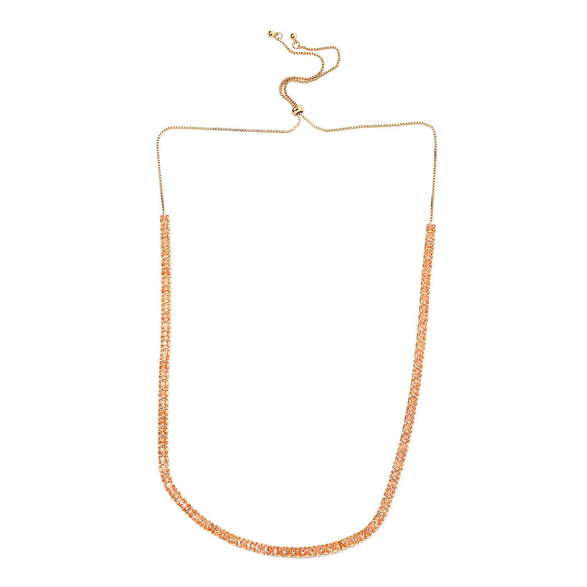 Simulated Champagne Diamond Bolo Necklace in Goldtone 16-28 Inches image number 2