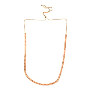 Simulated Champagne Diamond Bolo Necklace in Goldtone 16-28 Inches
