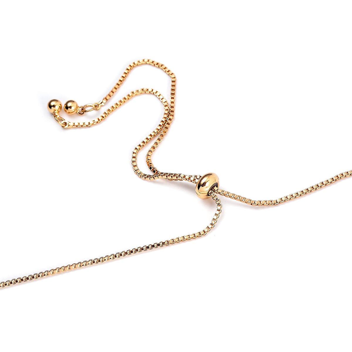 Simulated Champagne Diamond Bolo Necklace in Goldtone 16-28 Inches image number 3