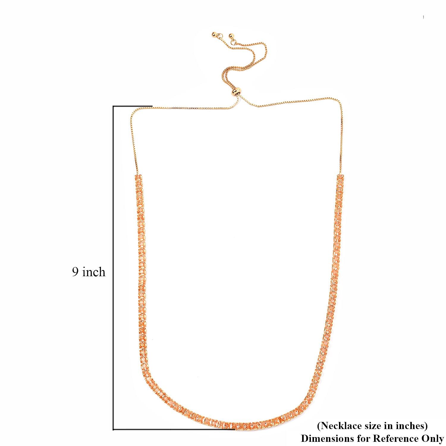 Simulated Champagne Diamond Bolo Necklace in Goldtone 16-28 Inches