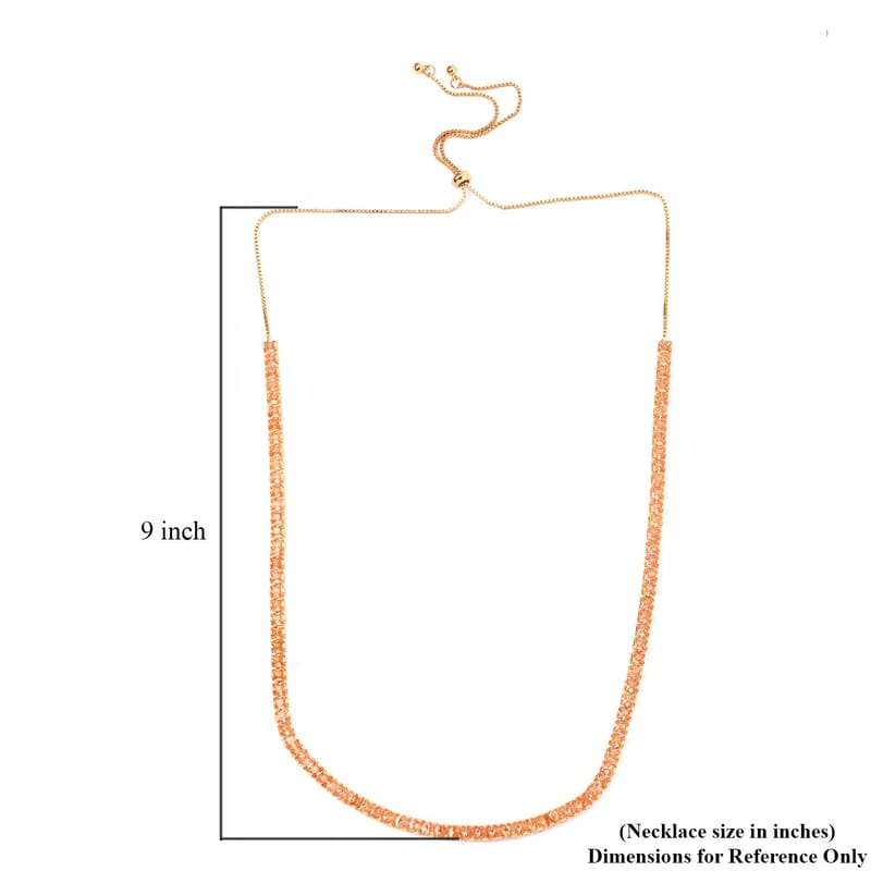 Simulated Champagne Diamond Bolo Necklace in Goldtone 16-28 Inches