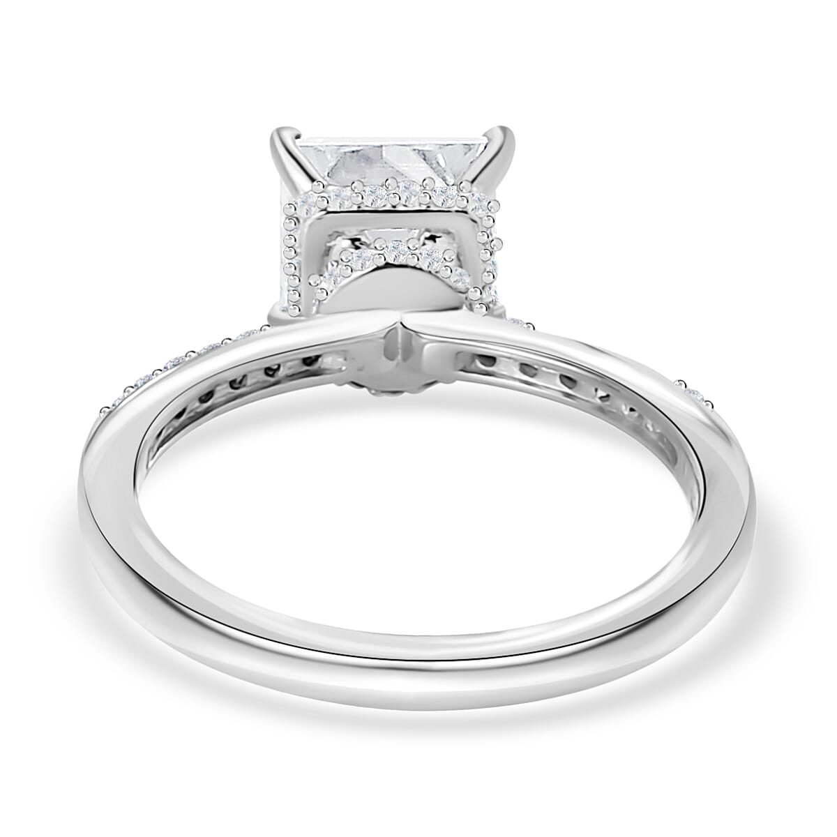 Princess Cut Moissanite Ring in Platinum Over Sterling Silver, Promise Rings (Size 8.0) 2.00 ctw image number 4