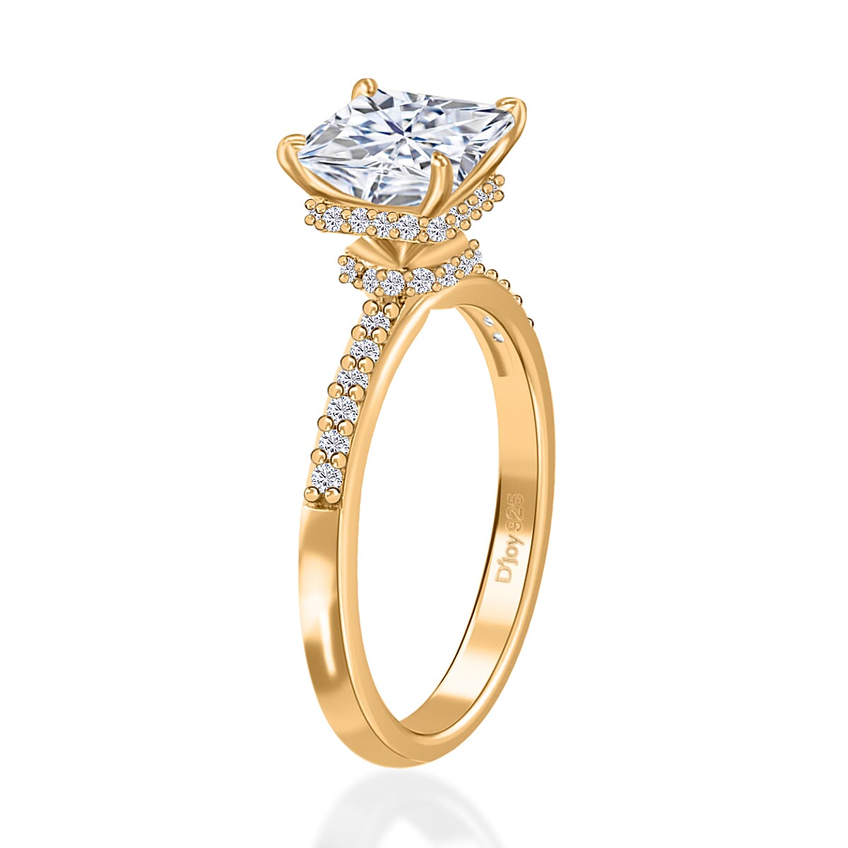 Princess Cut Moissanite Ring in Vermeil Yellow Gold Over Sterling Silver, Promise Rings (Size 7.0) 2.00 ctw image number 3