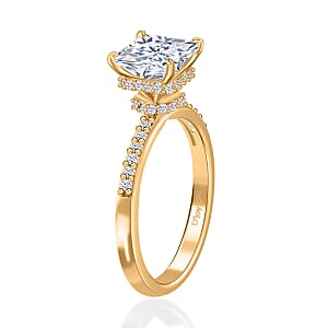 Princess Cut Moissanite Ring in Vermeil Yellow Gold Over Sterling Silver, Promise Rings (Size 7.0) 2.00 ctw