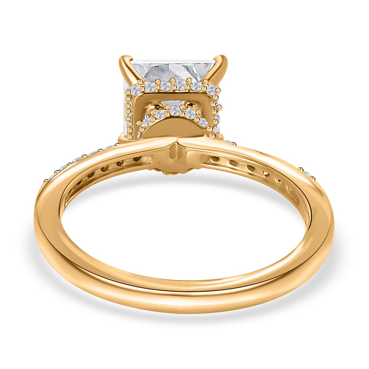 Princess Cut Moissanite Ring in Vermeil Yellow Gold Over Sterling Silver, Promise Rings (Size 7.0) 2.00 ctw image number 4